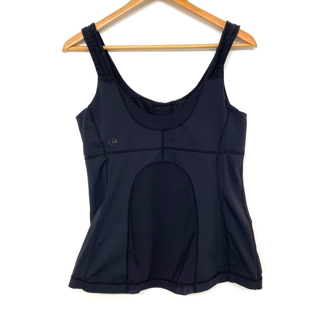 Lululemon Grace Athletic Tank Top Black Charcoal Mesh Studio Balletcore Size 8